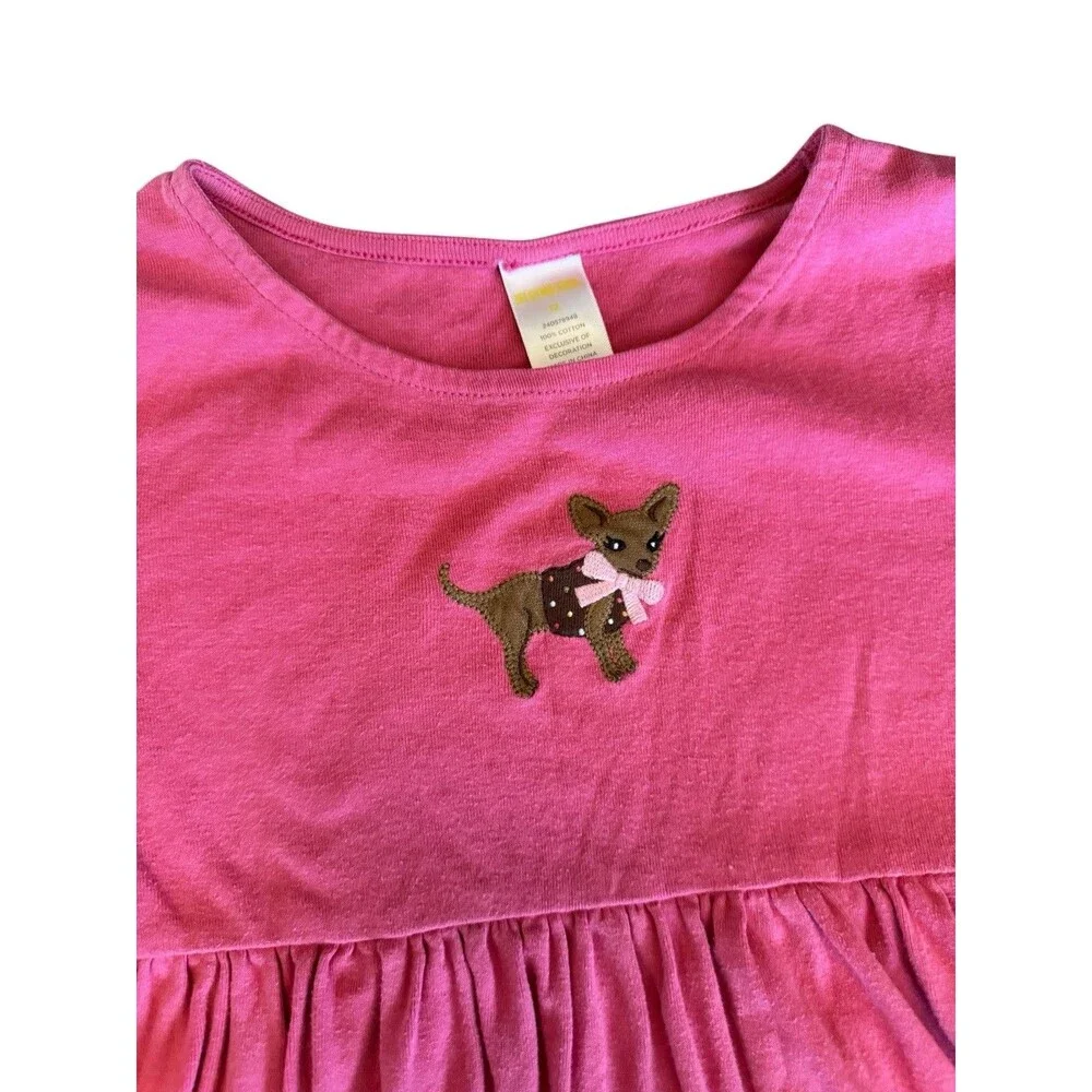 Gymboree Pink Long Sleeve‎ Dress With Dog Girls Size 12 Chihuahua
